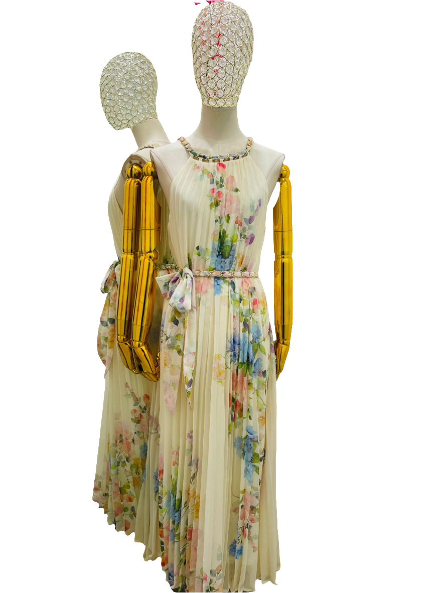 Vestido plizado Flores