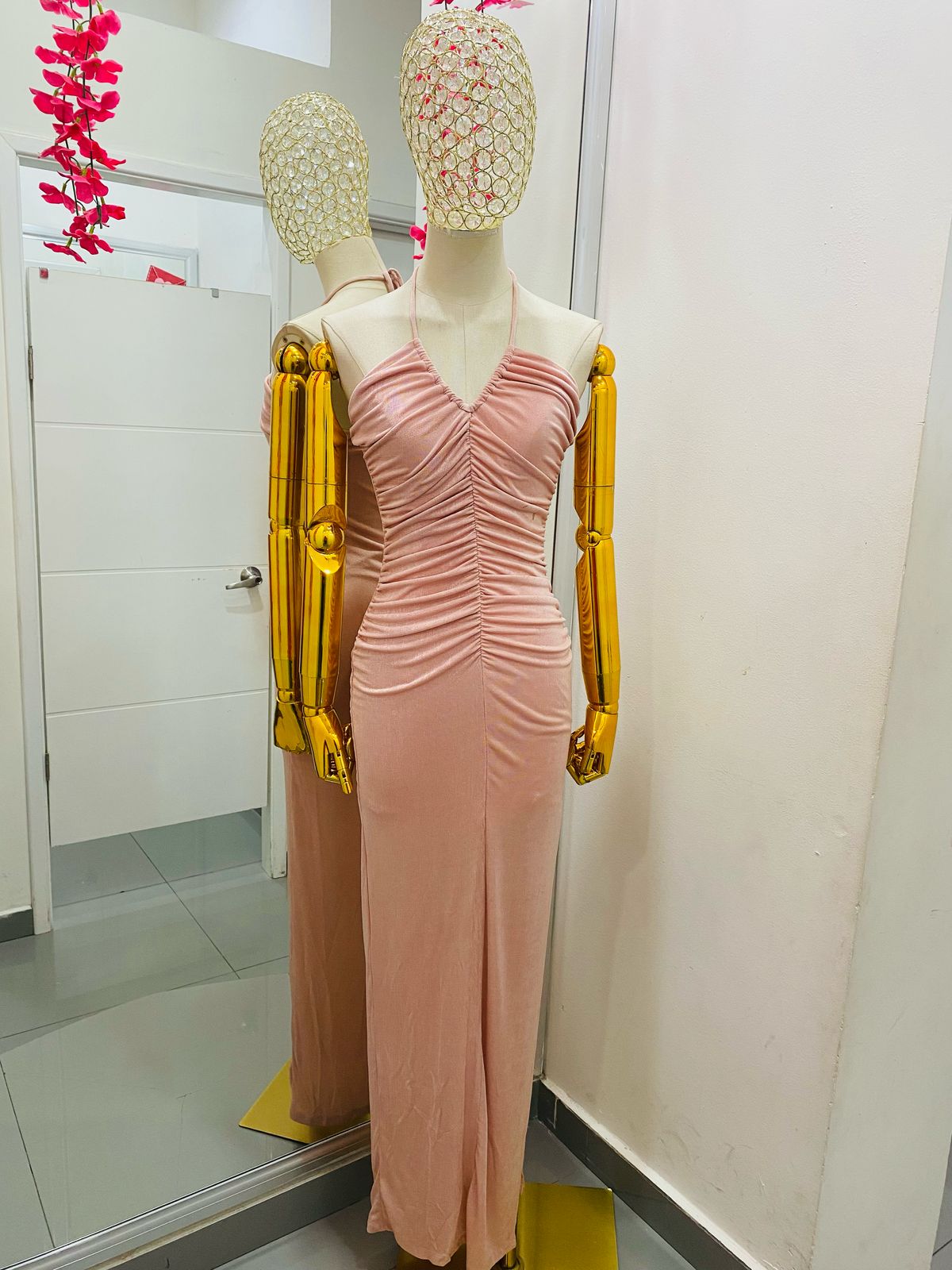 Vestido Corrugado Rosa