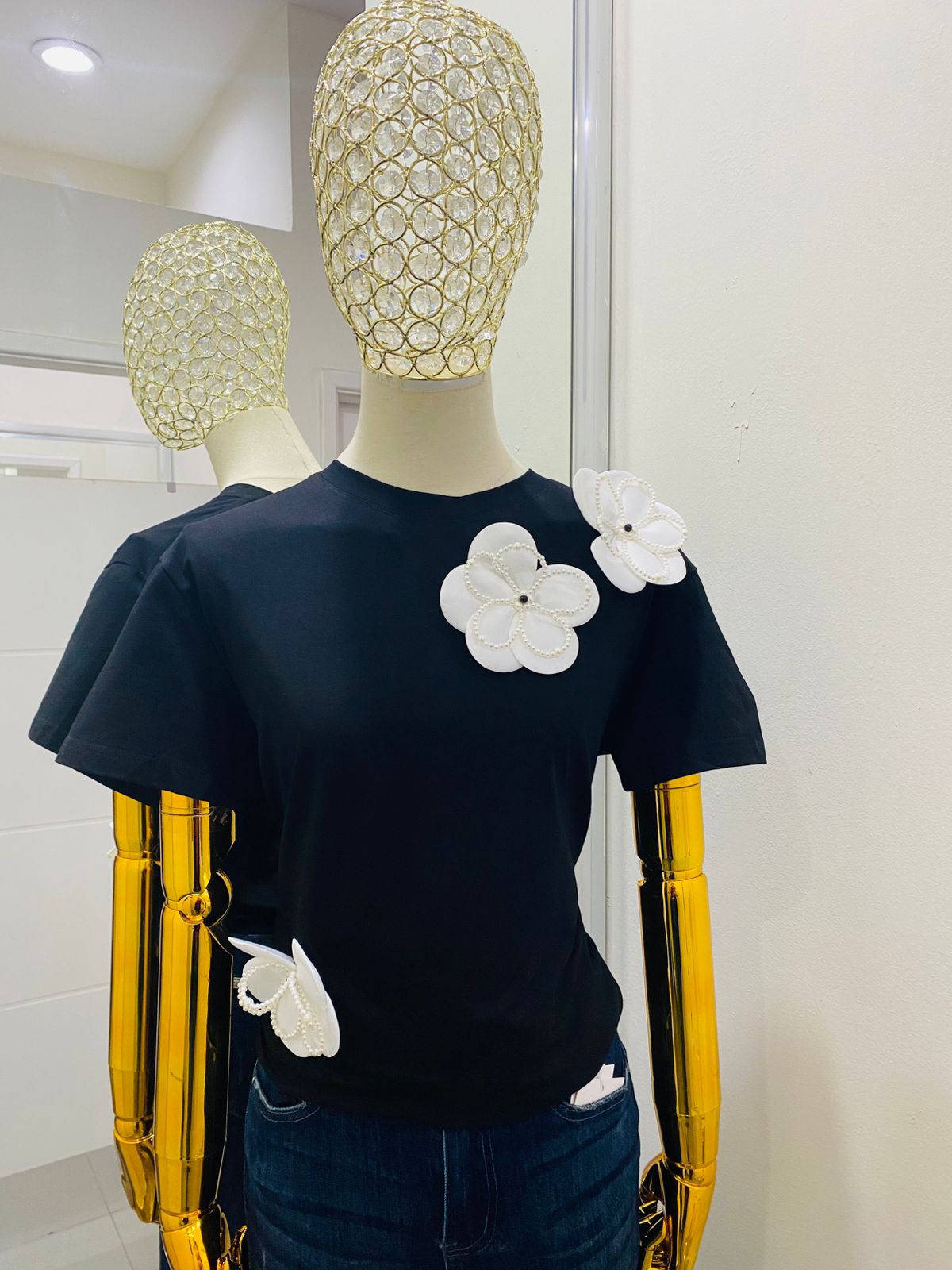 Camiseta Flor perlas
