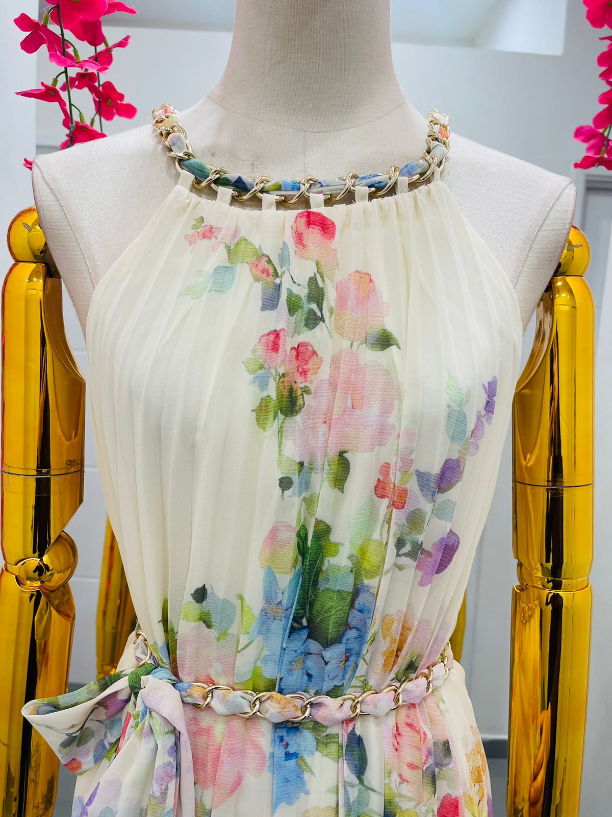 Vestido plizado Flores