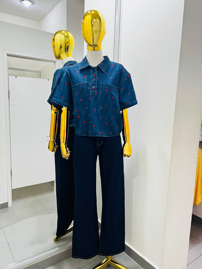 Blusa de mezclilla corazones