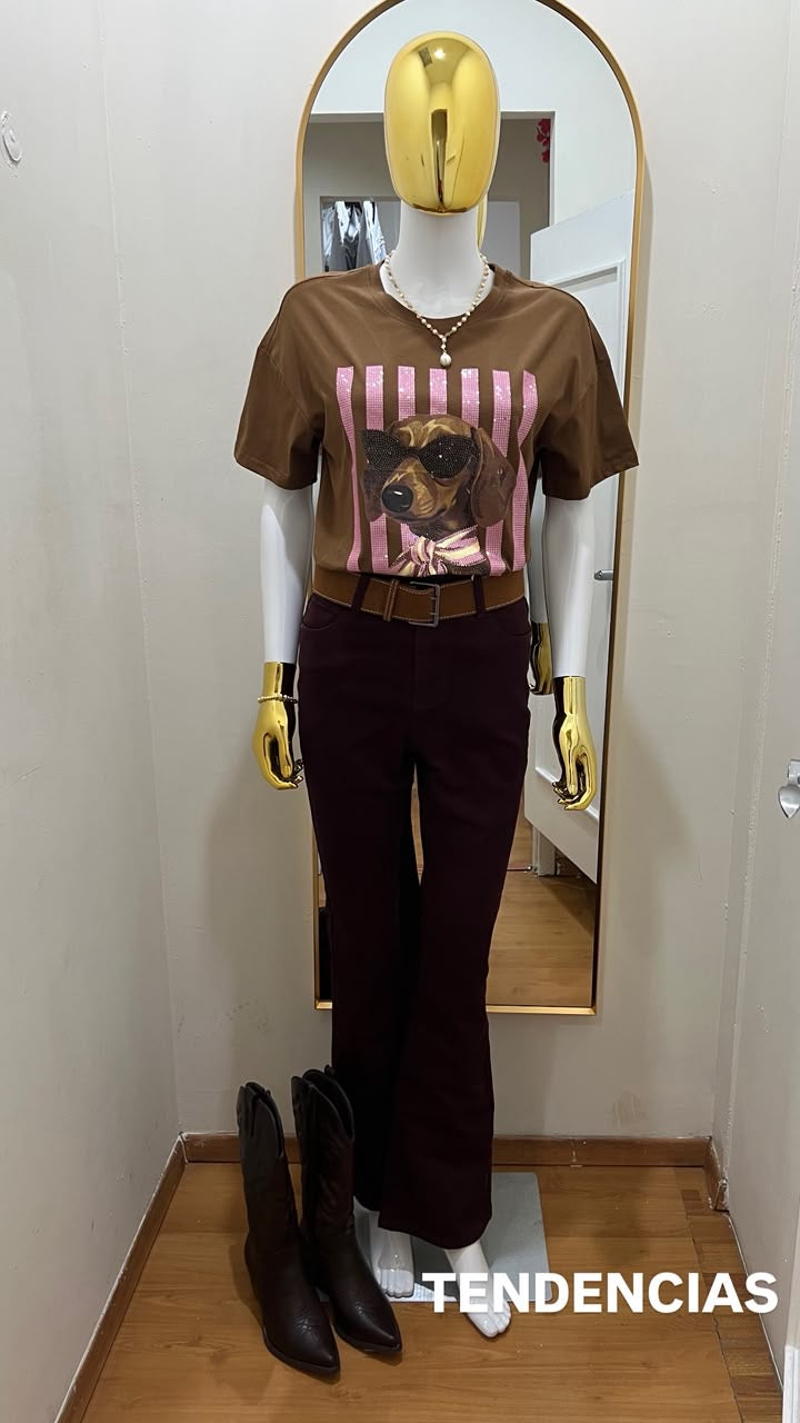 Blusa de brillos perrito