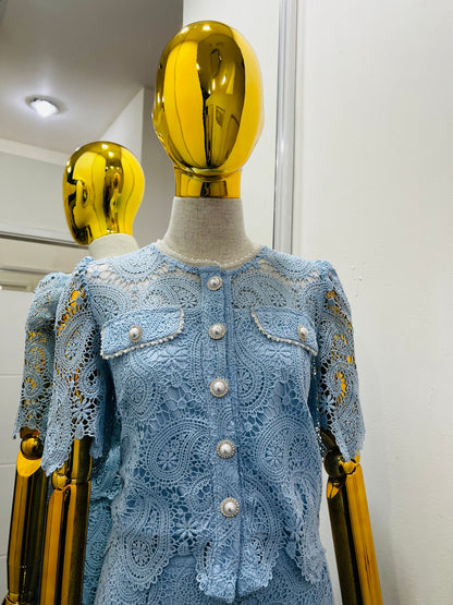 Conjunto falda y blusa encaje