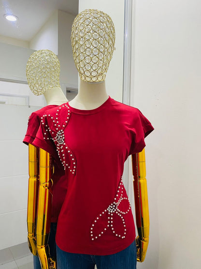 Blusa Flor Perlas