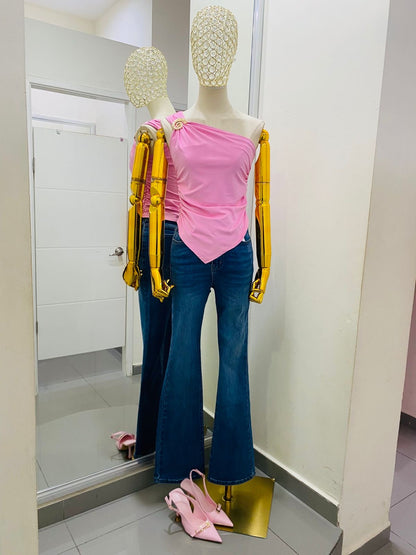Blusa unitalla bodycon con dije de caracol