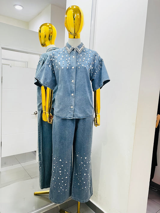 Conjunto de mezclilla con brillos