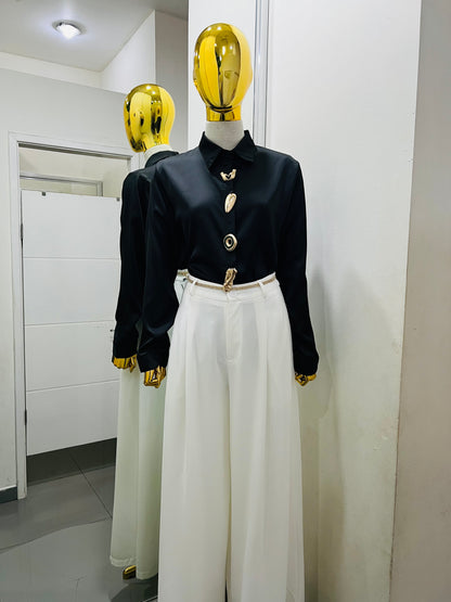 Blusa camisera de satín