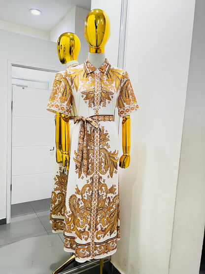 Vestido blanco con estampado amarillo