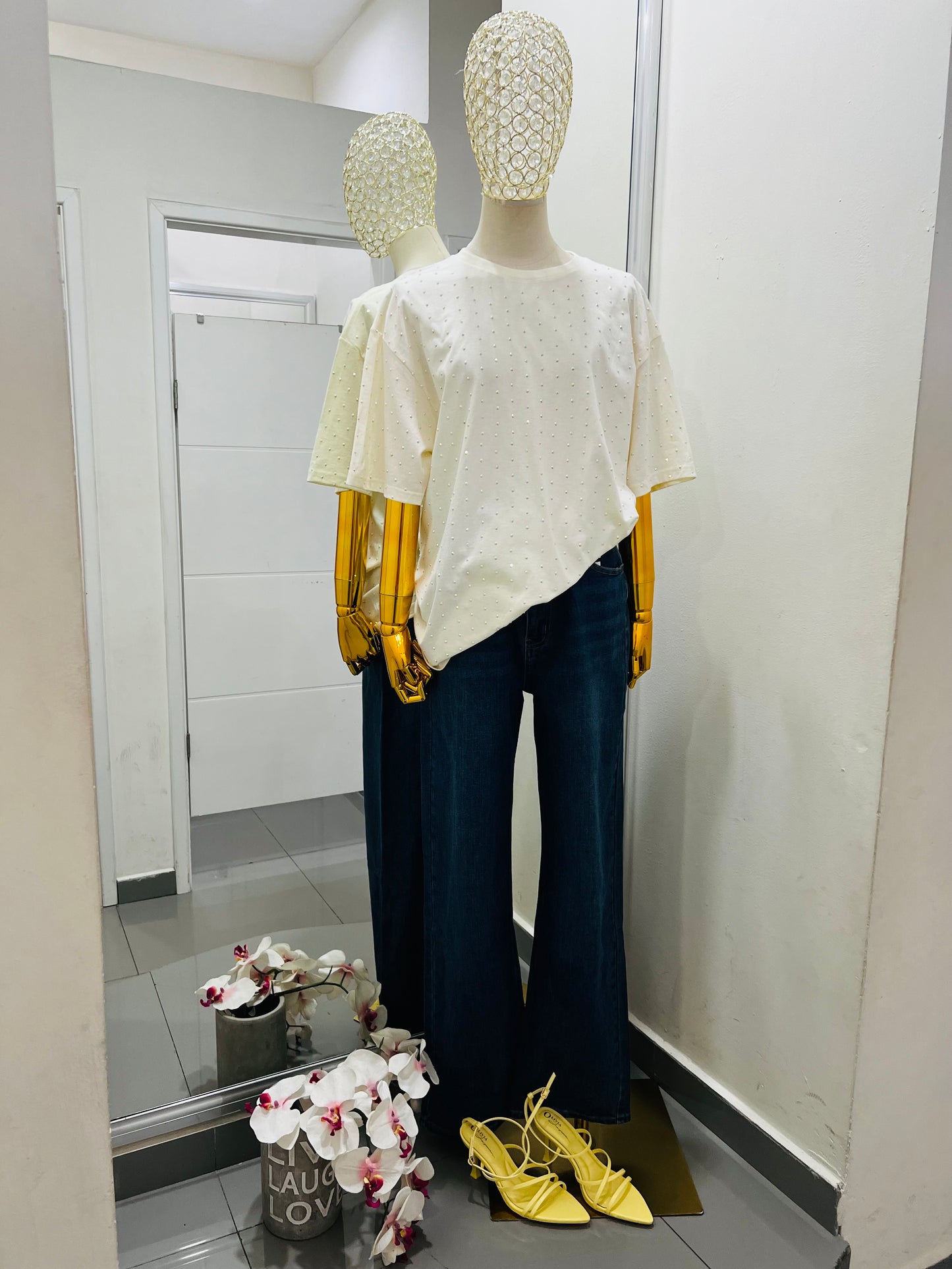 Playera dama unitalla con cristales