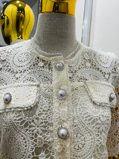 Conjunto falda y blusa encaje