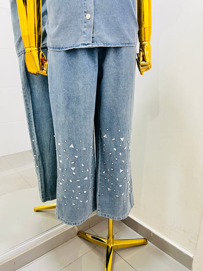 Conjunto de mezclilla con brillos