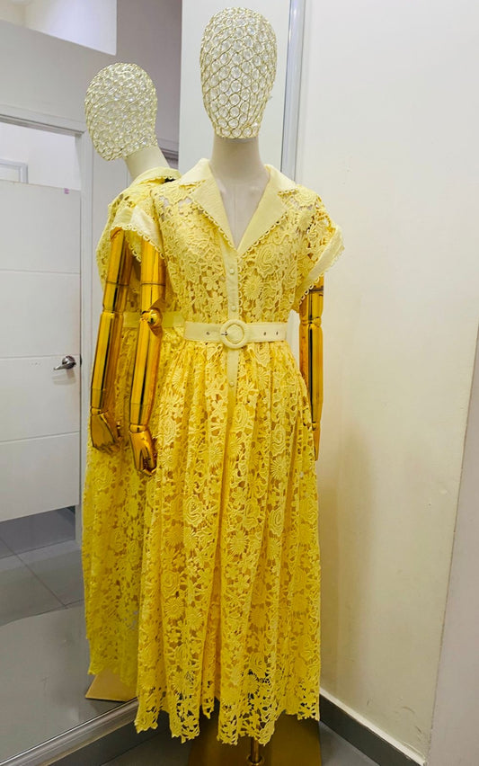 Vestido largo de encaje