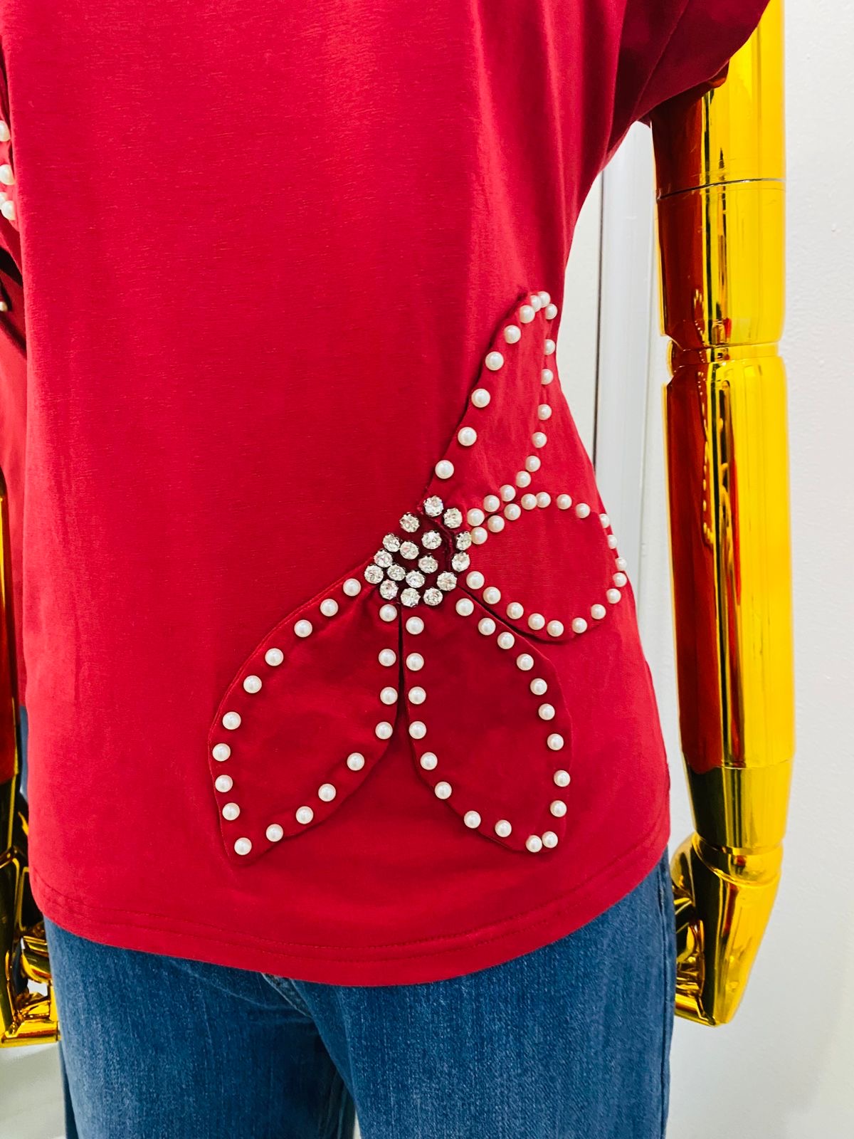 Blusa Flor Perlas