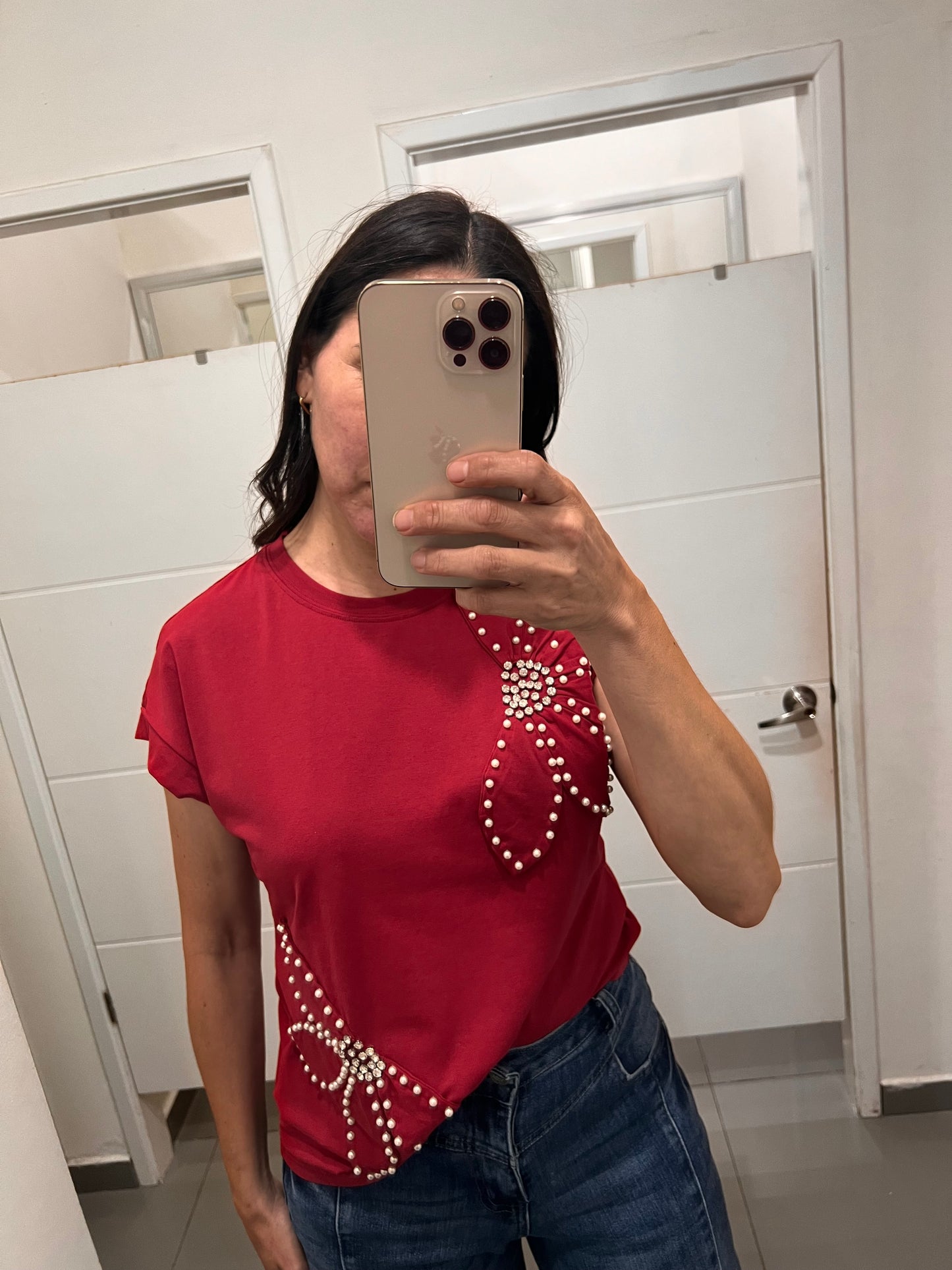 Blusa Flor Perlas