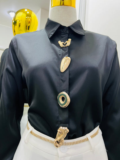 Blusa camisera de satín