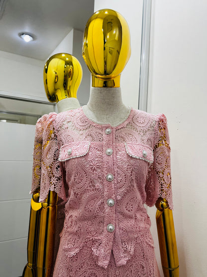 Conjunto falda y blusa encaje