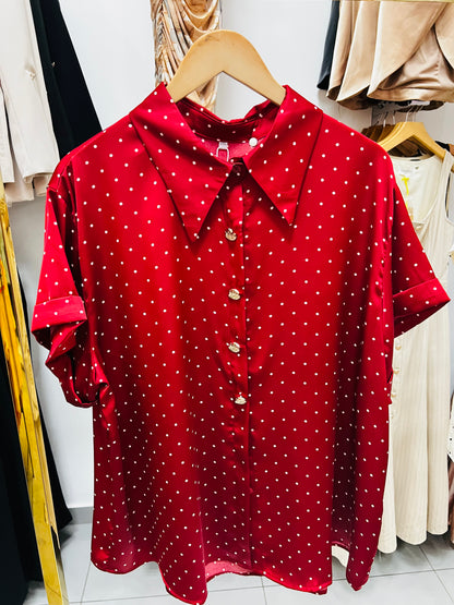 Blusa satín punteada