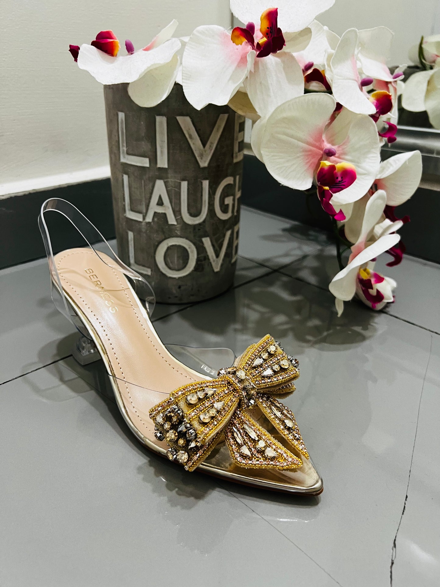 Zapatillas moño con cristales