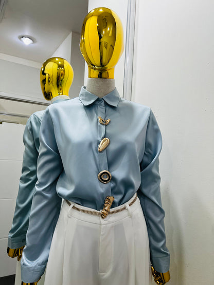 Blusa camisera de satín