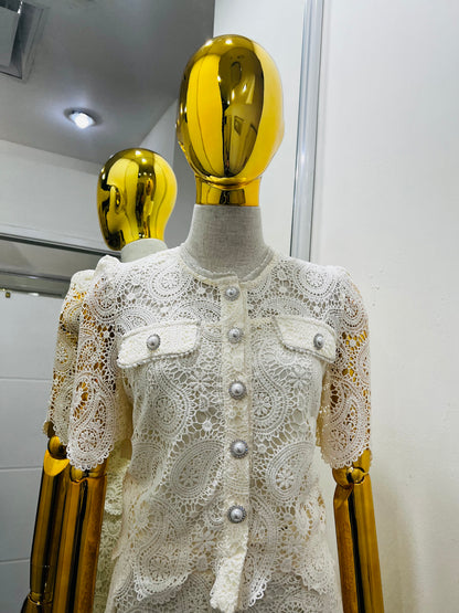 Conjunto falda y blusa encaje