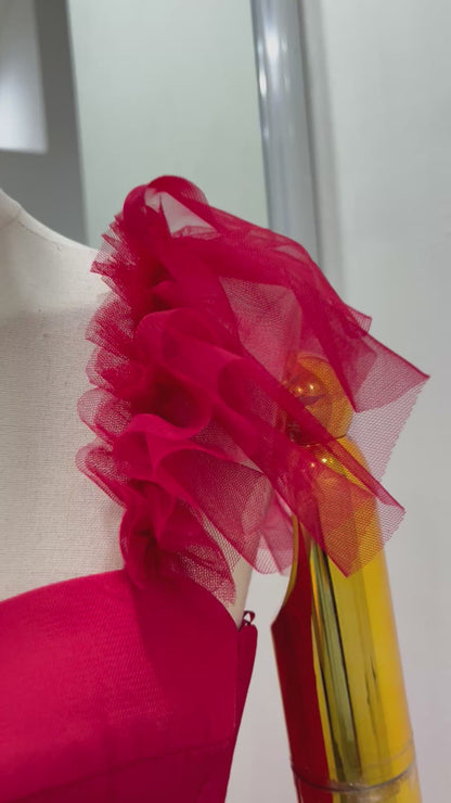 Vestido largo con olánes