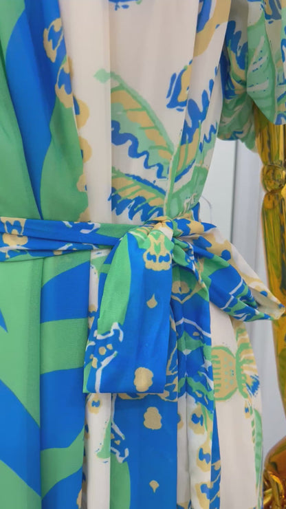 Vestido largo estampado tropical