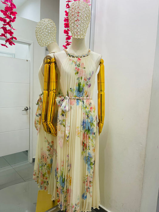 Vestido plizado Flores
