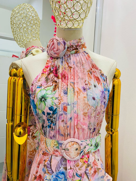Vestido Flores Halter