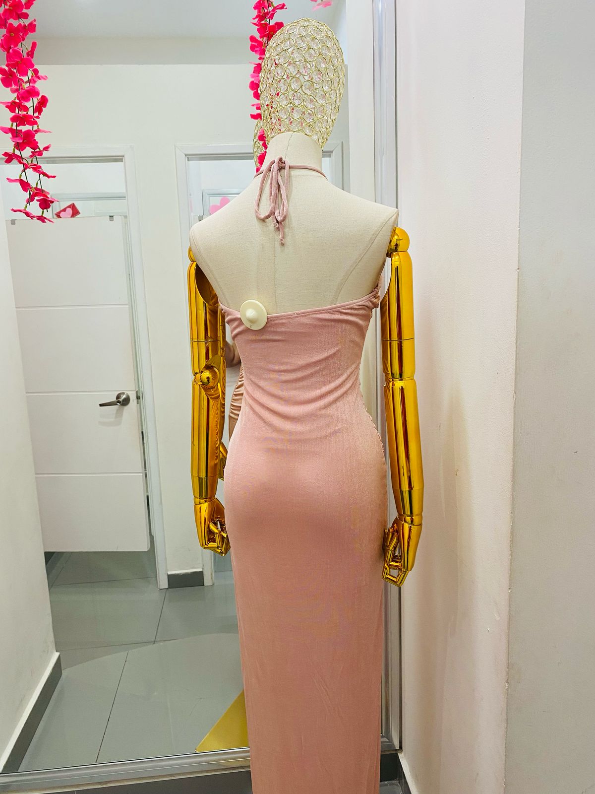 Vestido Corrugado Rosa