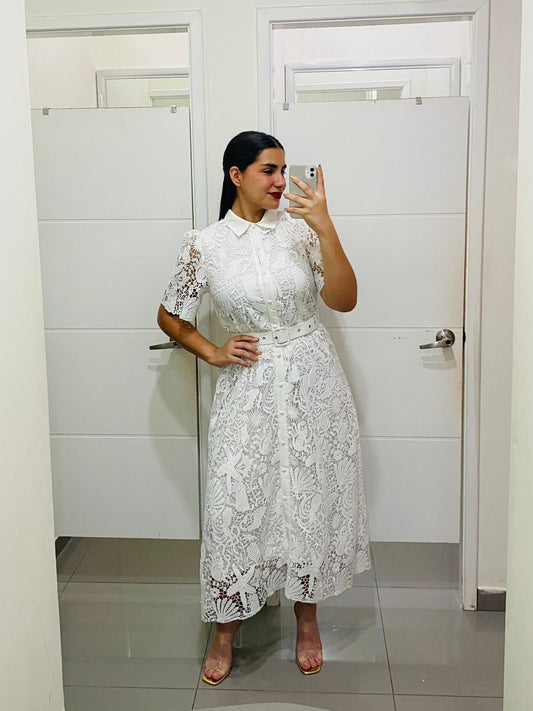 Vestido Crochet Blanco