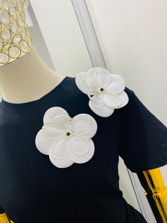 Camiseta Flor perlas