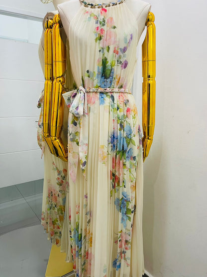 Vestido plizado Flores