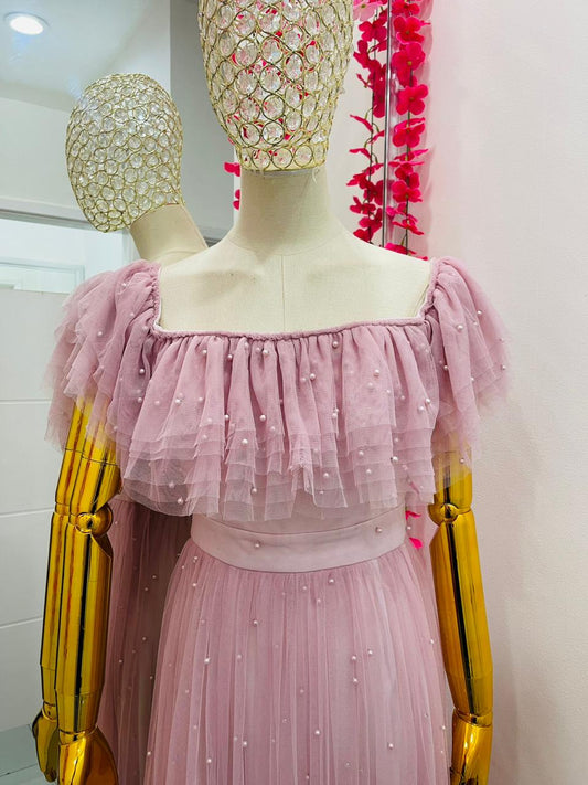 Vestido largo perlas